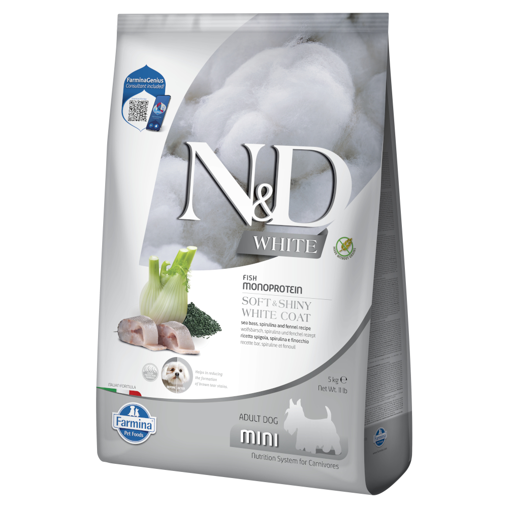 N&D Dog Farmina  Adult Mini White met zeebaars, venkel & Spirulina - 5 kg