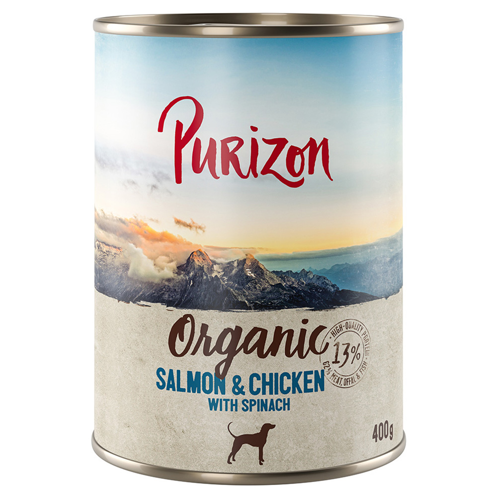 Purizon Organic 6 x 400 g Hondenvoer - Zalm en kip met spinazie