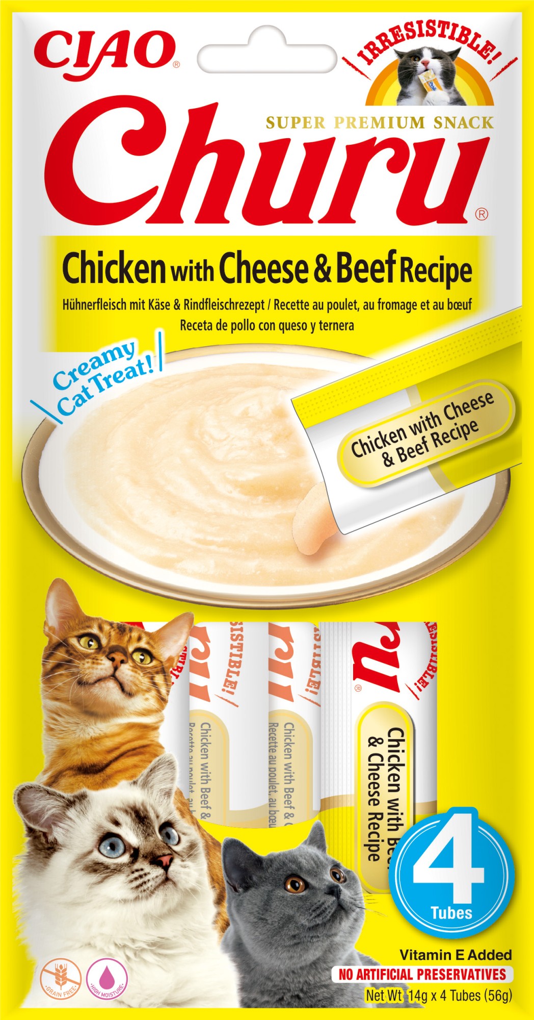 Inaba Churu kat Puree Rund met Kaas. - per 12 stuks