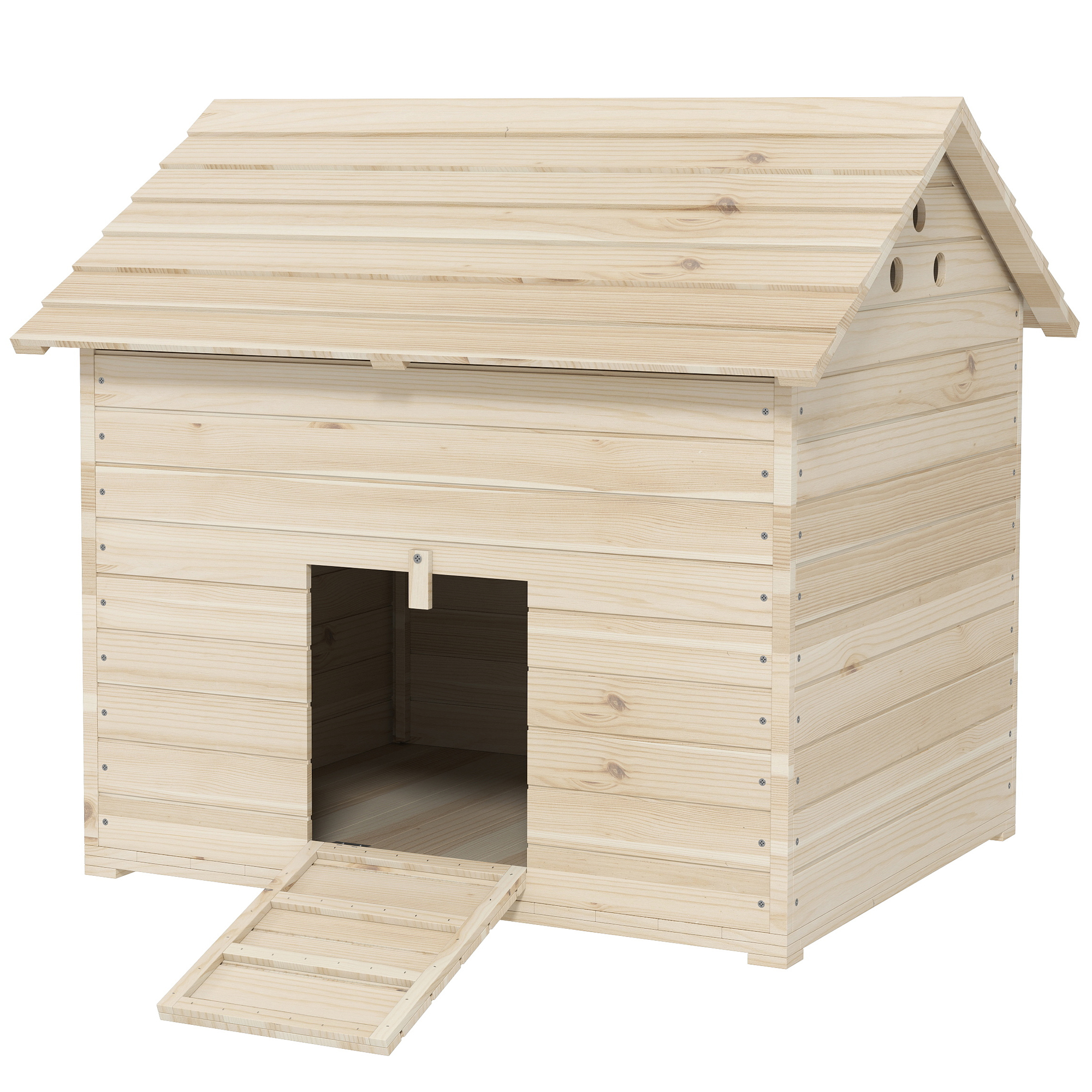 PawHut eendenhuis, duurzaam met opklapbaar schuindak, verhoogde bodem voor betere ventilatie, 100 x 82,5 x 91 cm, dennenhout | Aosom.nl