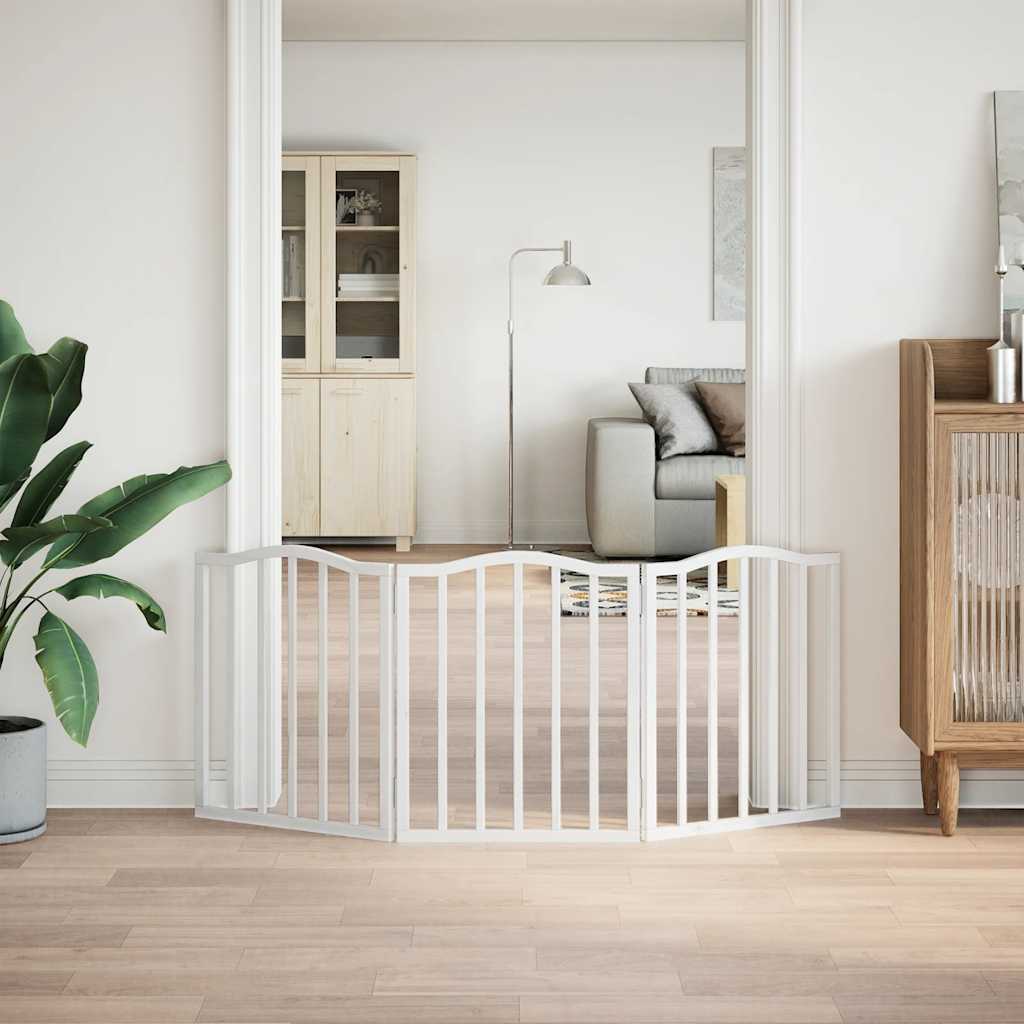 vidaXL Hondenhek inklapbaar 3 panelen 150 cm populierenhout wit