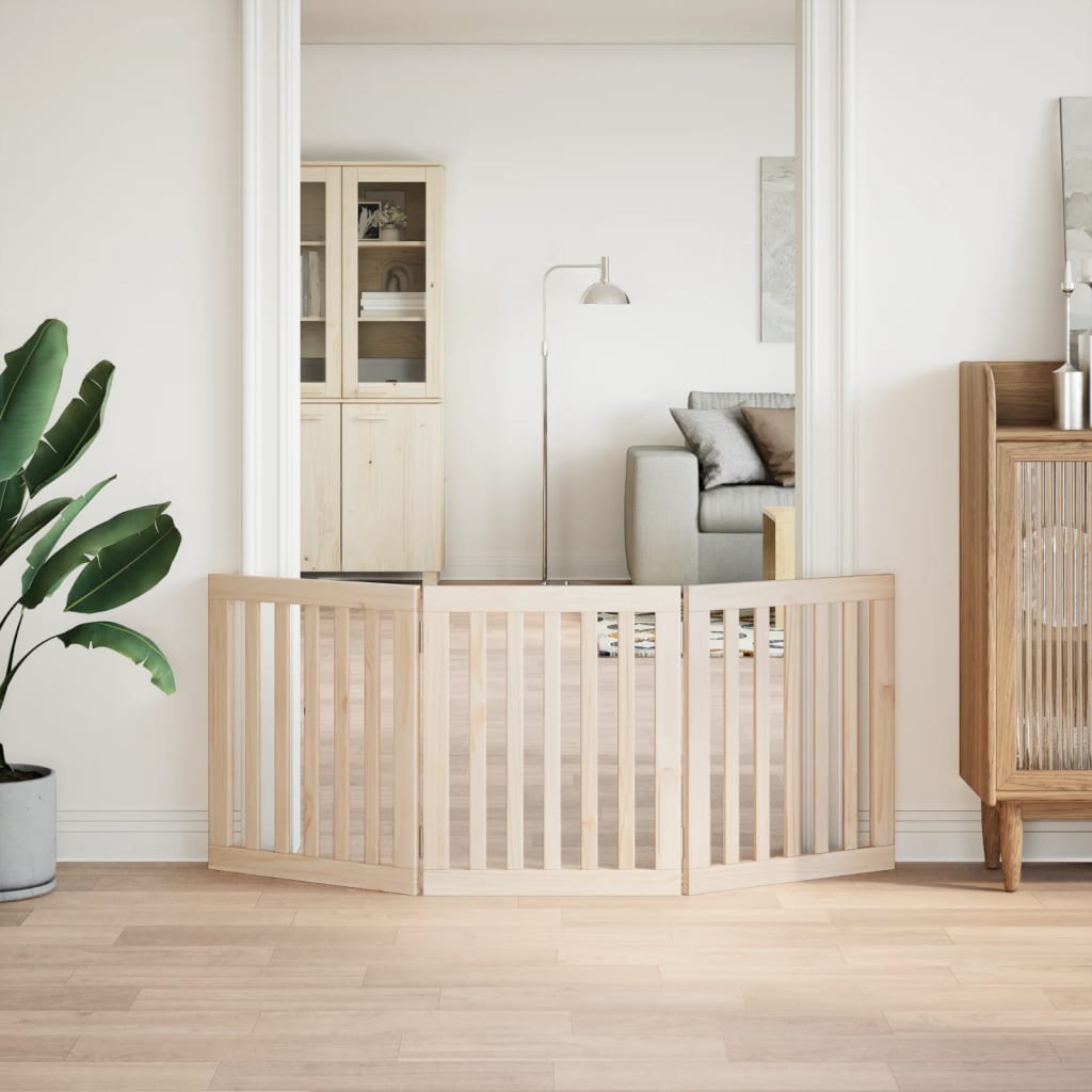 vidaXL Hondenhek inklapbaar 3 panelen 150 cm populierenhout