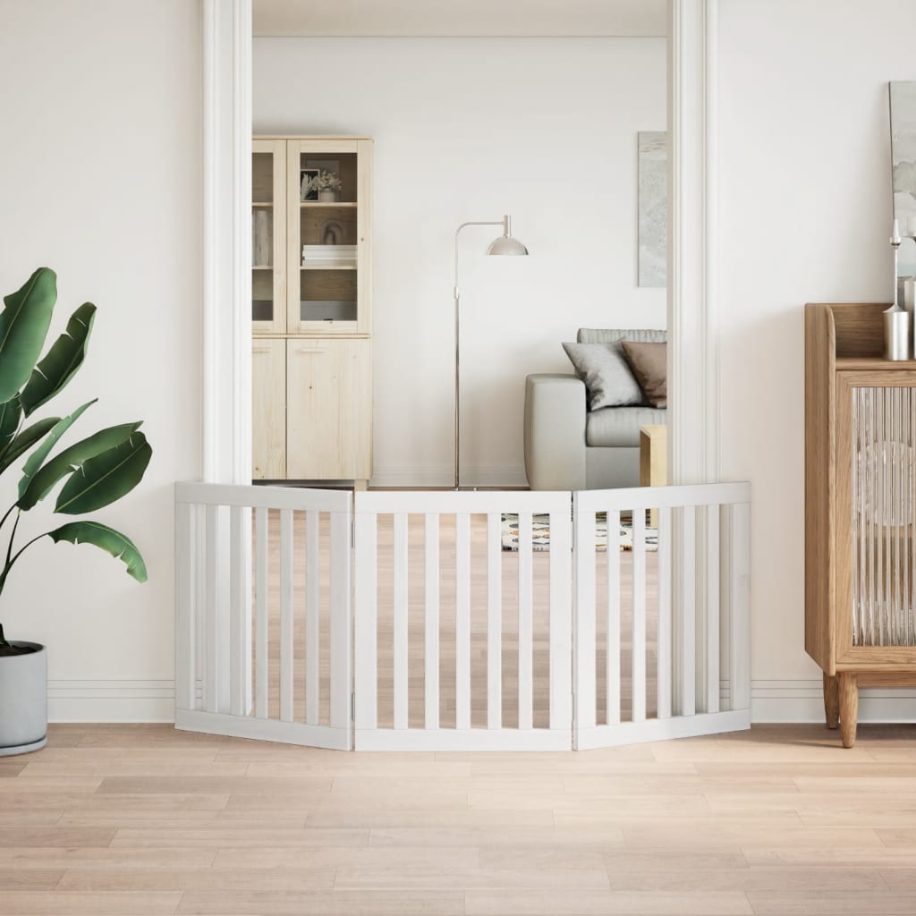 vidaXL Hondenhek inklapbaar 3 panelen 150 cm populierenhout wit