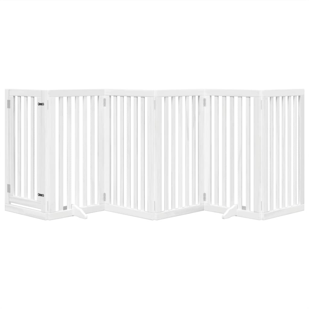 vidaXL Hondenhek inklapbaar met deur 6 panelen 300 cm populierhout wit