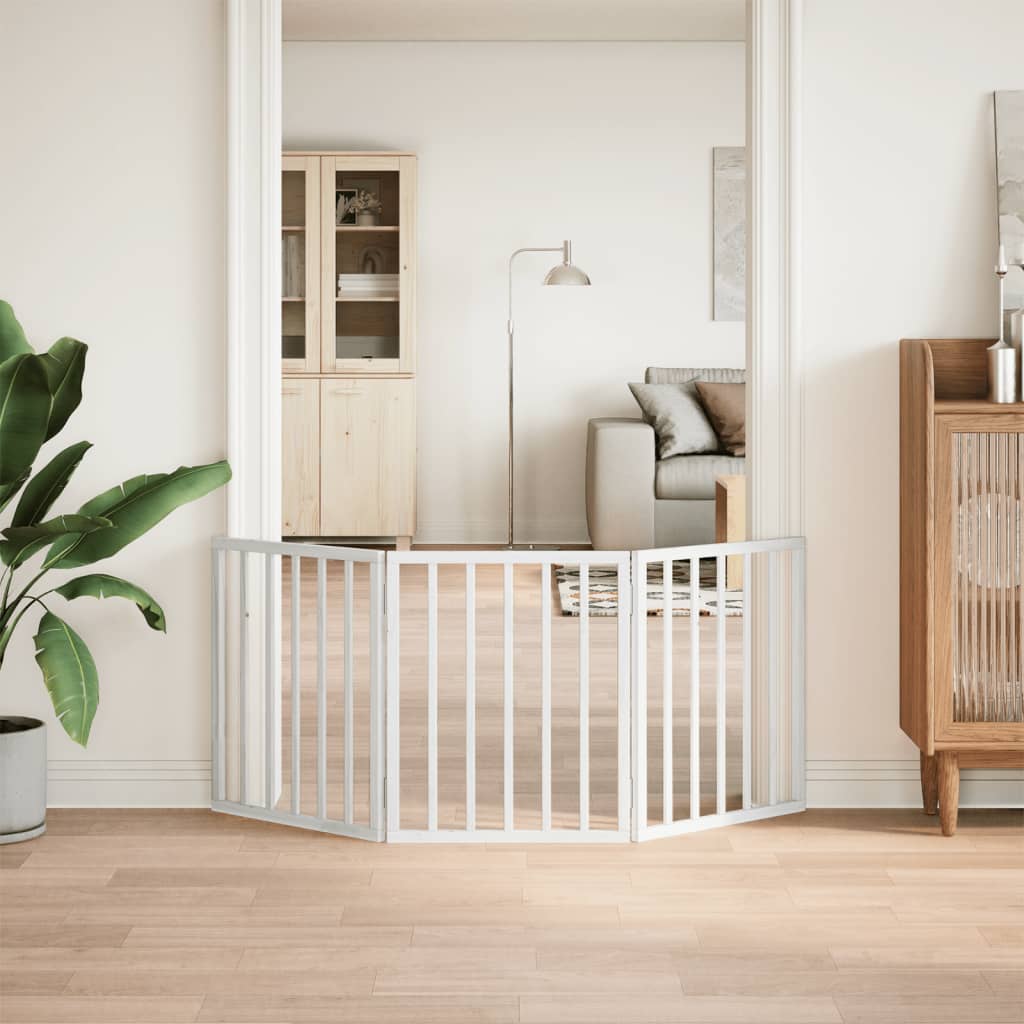 vidaXL Hondenhek inklapbaar 3 panelen 150 cm populierenhout wit