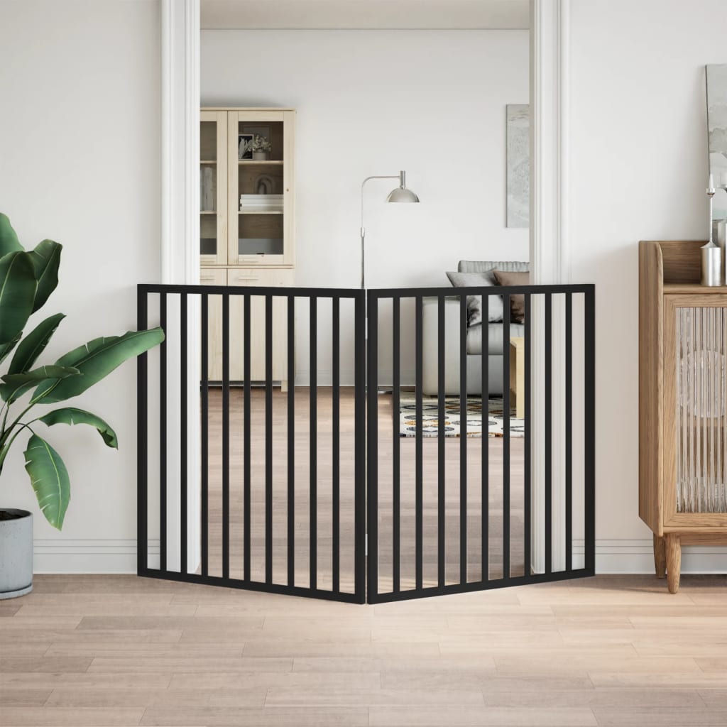 vidaXL Hondenhek inklapbaar 2 panelen 160 cm populierenhout zwart