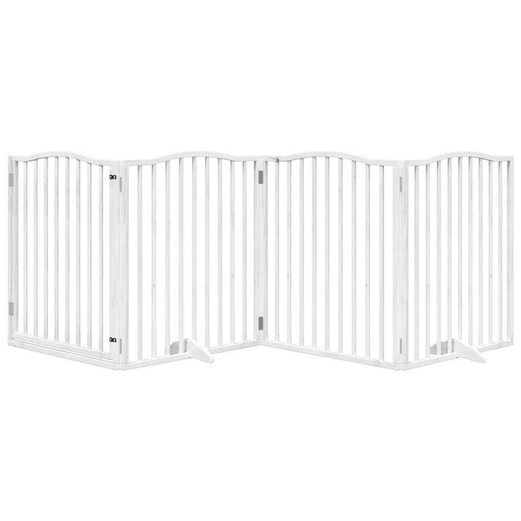 vidaXL Hondenhek inklapbaar met deur 4 panelen 320 cm populierhout wit
