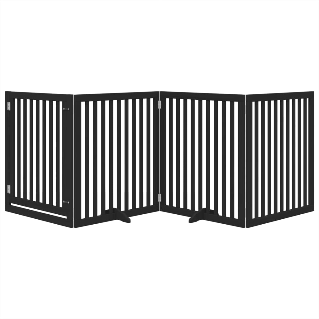 vidaXL Hondenhek inklapbaar 4 panelen 320 cm populierenhout zwart