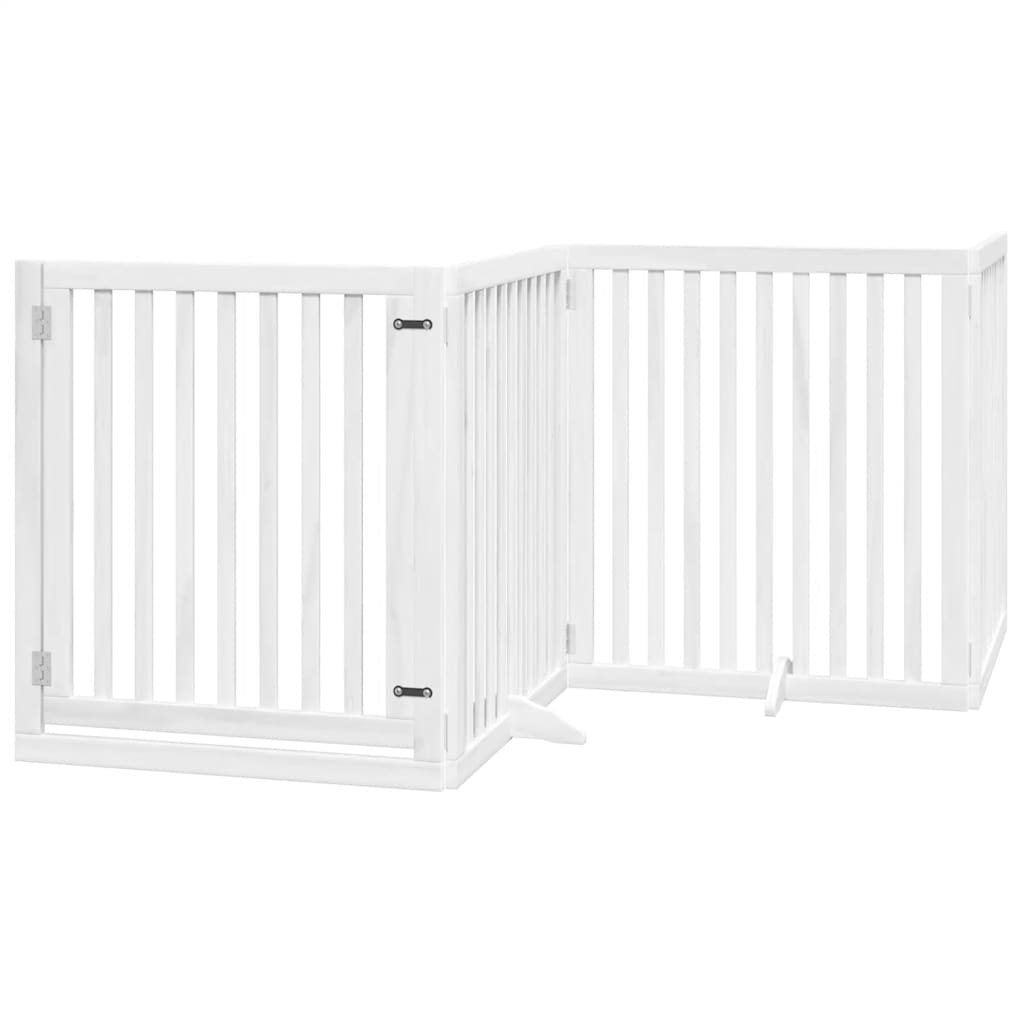 vidaXL Hondenhek inklapbaar met deur 8 panelen 640 cm populierhout wit
