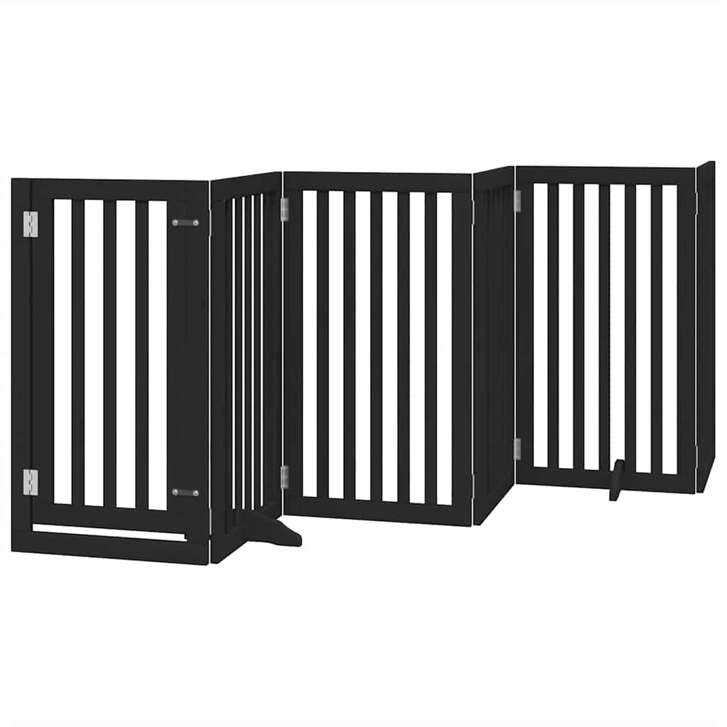 vidaXL Hondenhek inklapbaar 15 panelen 750 cm populierenhout zwart