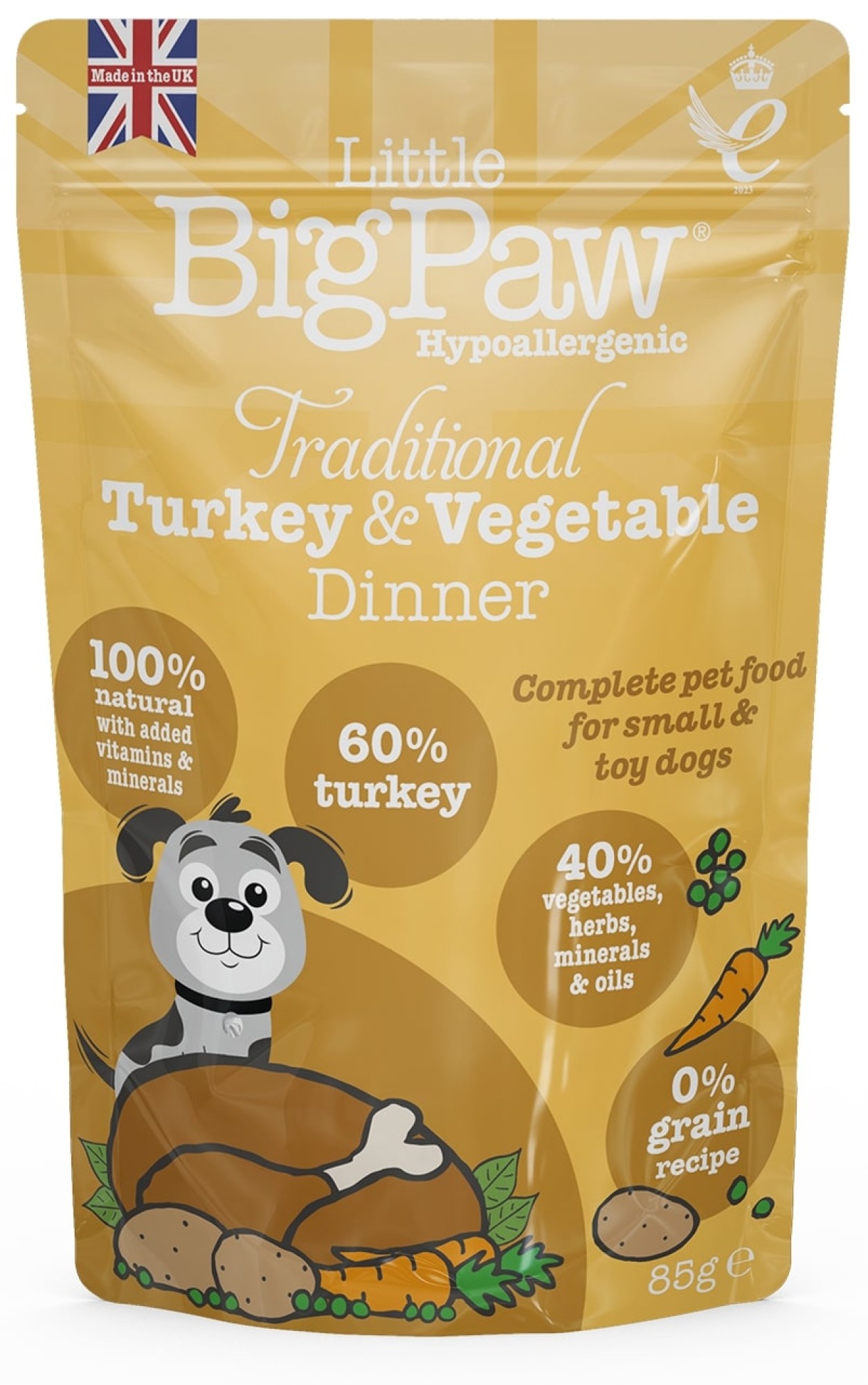 LBP Little Big Paw natvoeding voor de hond Kalkoen met groente 85 gr. - per 12 stuks