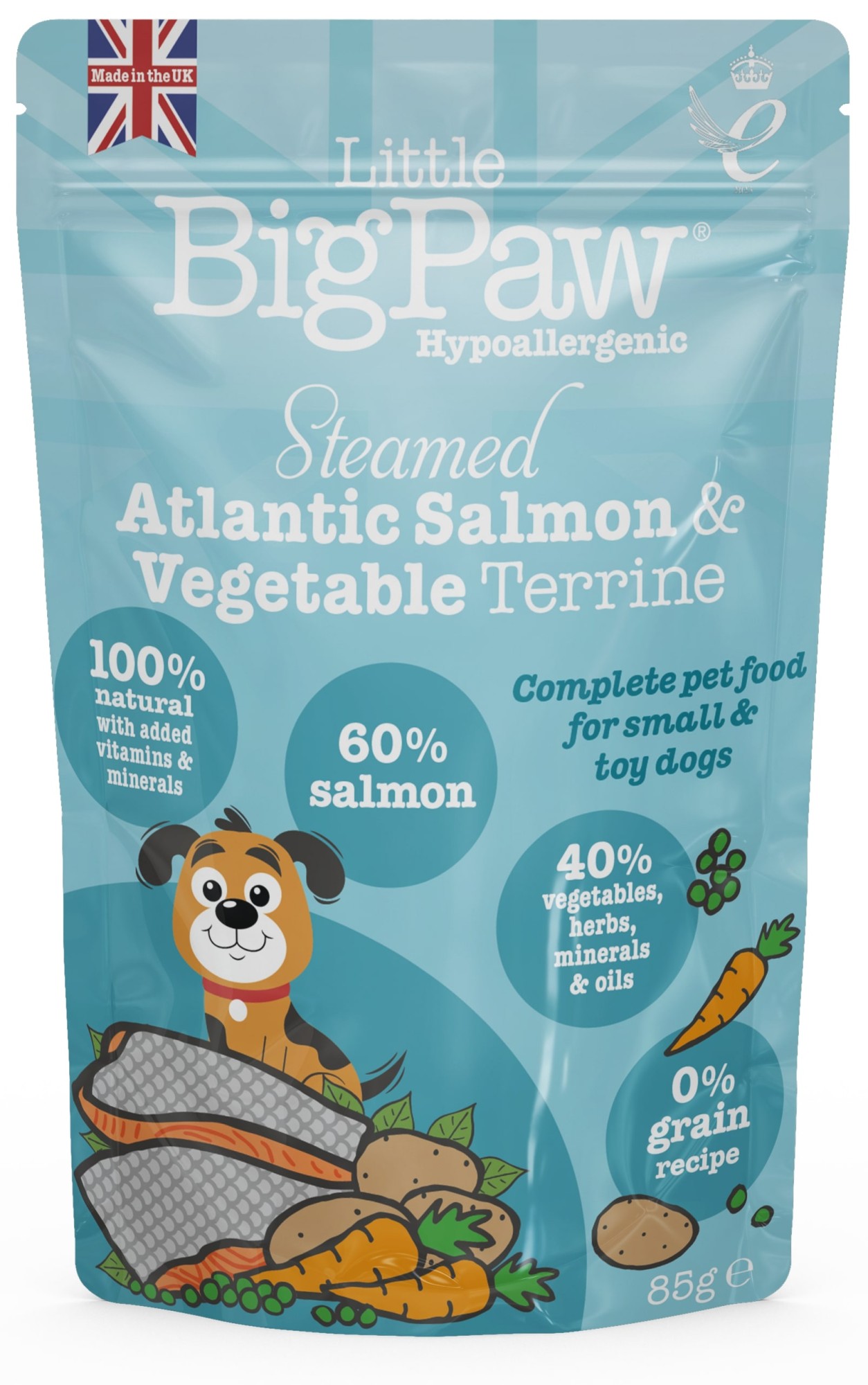 LBP Little Big Paw natvoeding voor de hond Zalm met groente 85 gr. - per 12 stuks