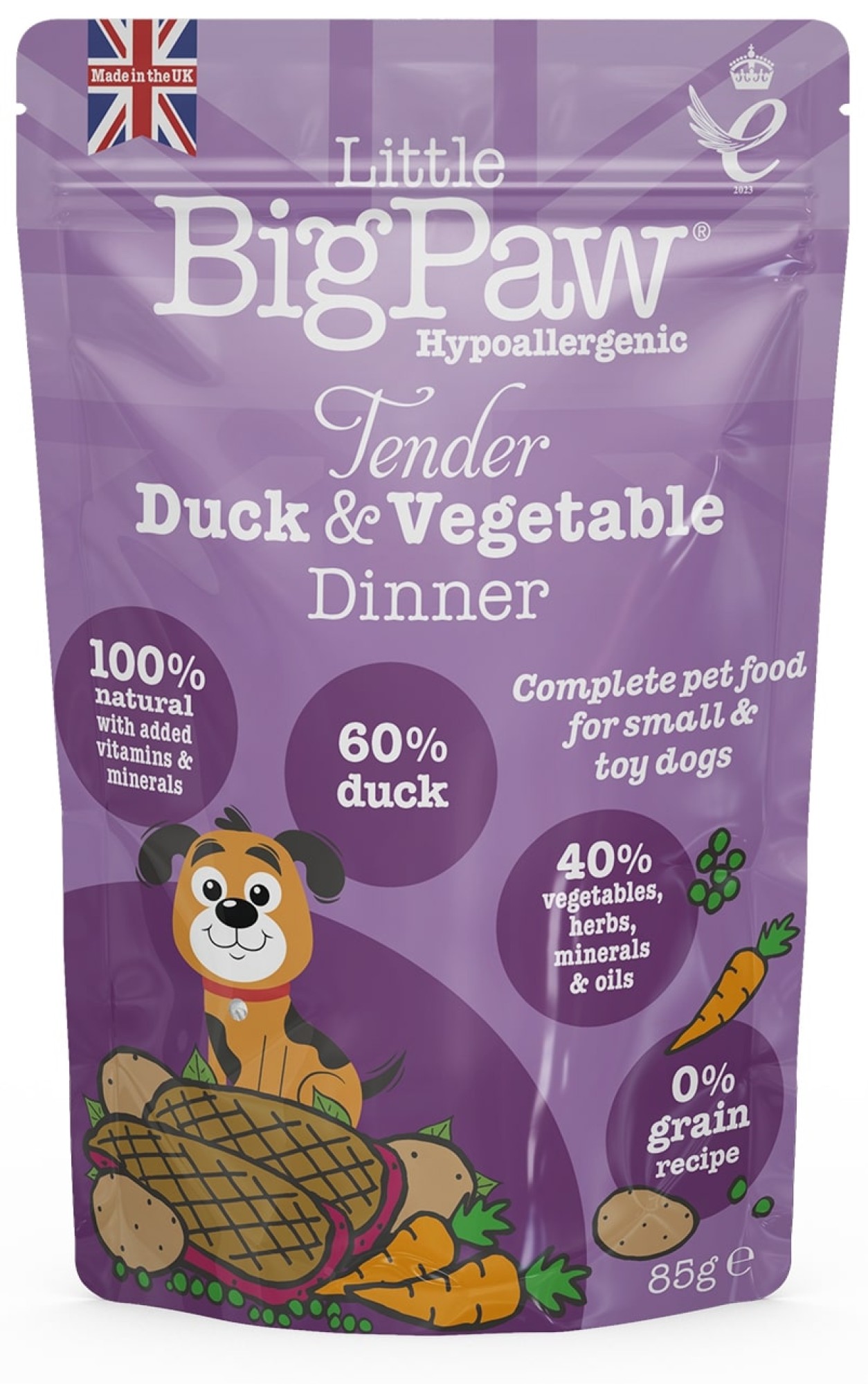 LBP Little Big Paw natvoeding voor de hond Eend met groente 85 gr. - per 12 stuks