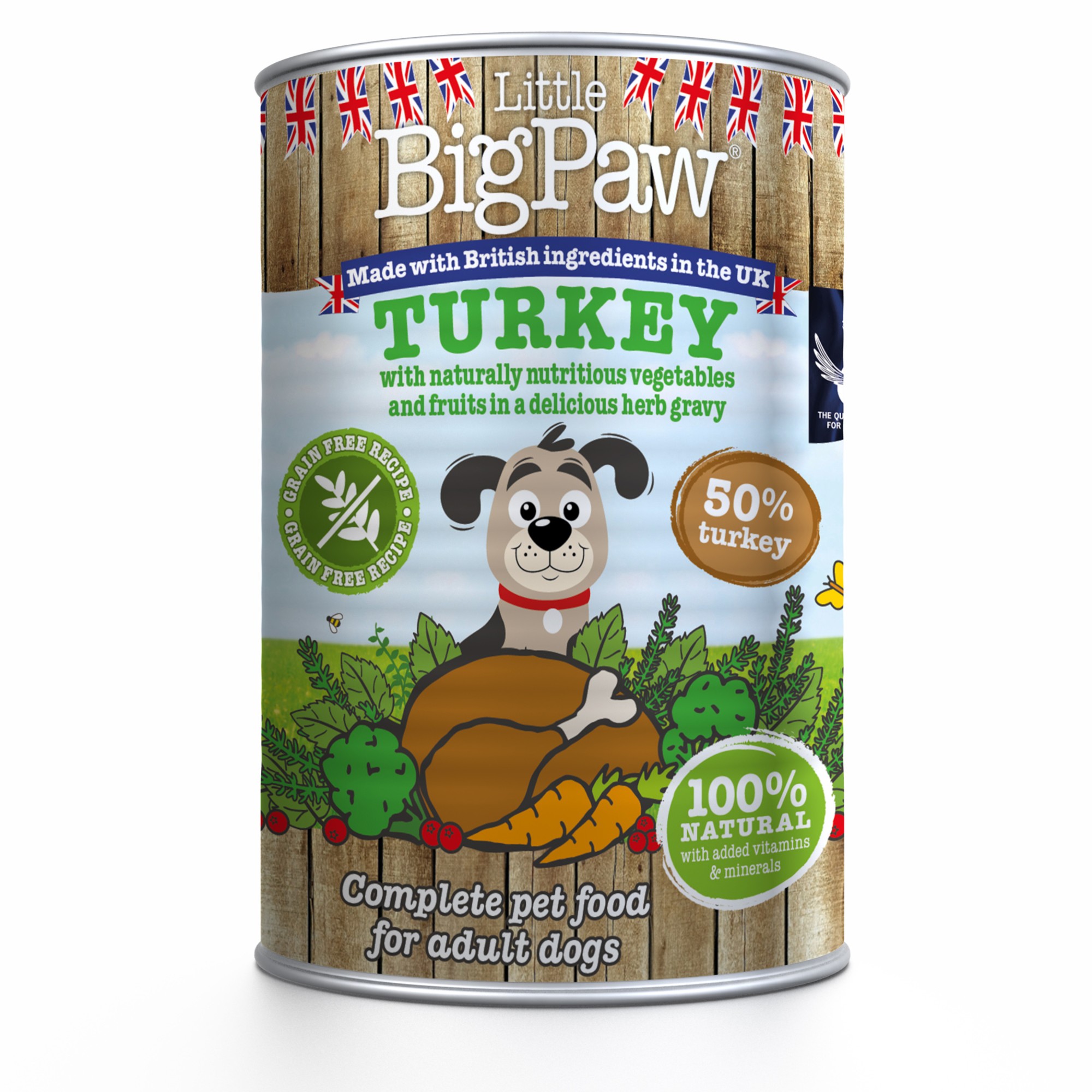LBP Little Big Paw natvoeding voor de hond Kalkoen met groente in saus 390 gr. - per 12 stuks
