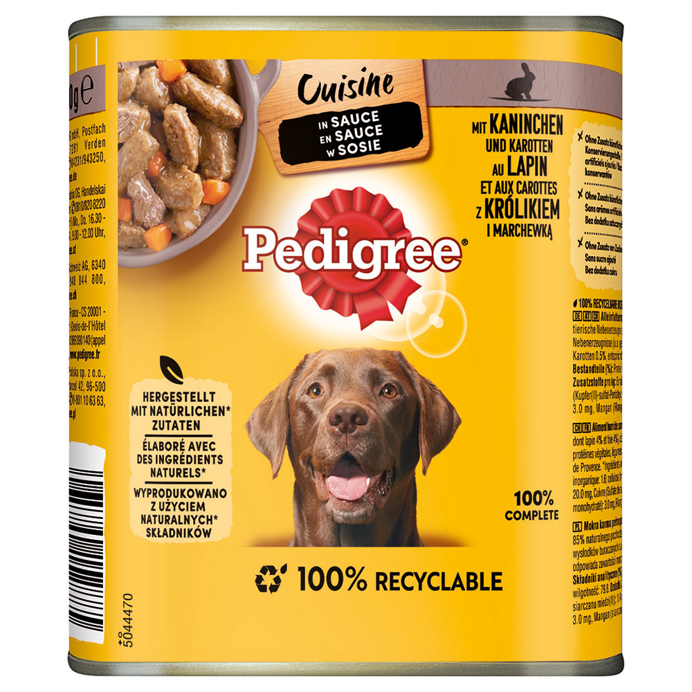 Pedigree 12x800g Konijn & Wortelen in saus  Classic natvoer voor honden