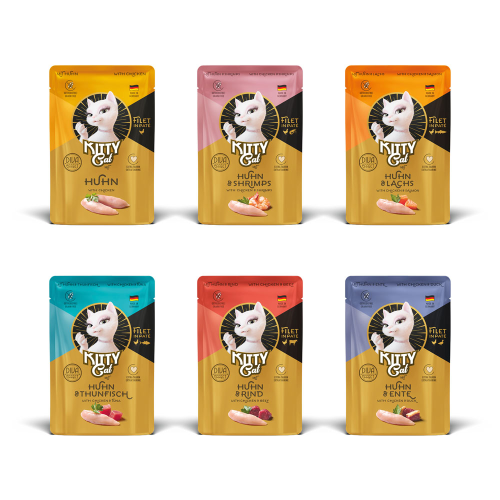 Kitty Cat 6x85g  Filet in Paté Kip Variaties (6 smaken) nat kattenvoer