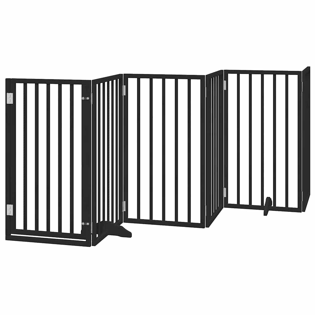 vidaXL Hondenhek inklapbaar 9 panelen 450 cm populierenhout zwart