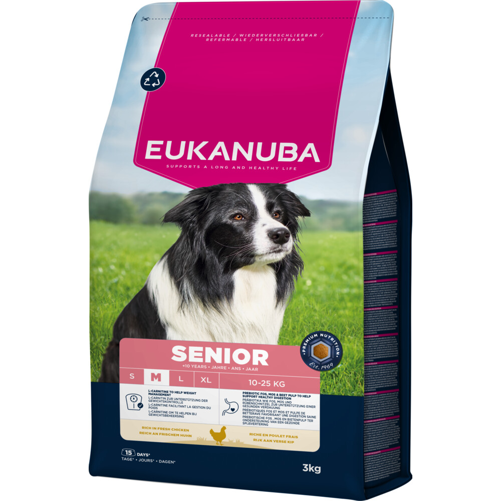 Eukanuba 3x  Life Care Dog Senior Medium Hondenvoer Chicken 3 kg