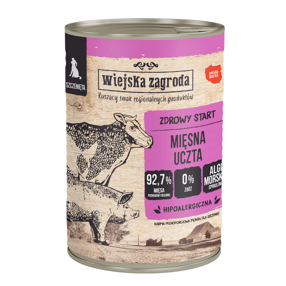 Wiejska zagroda 6x400g  Dog Puppy Meat vast natvoer voor honden