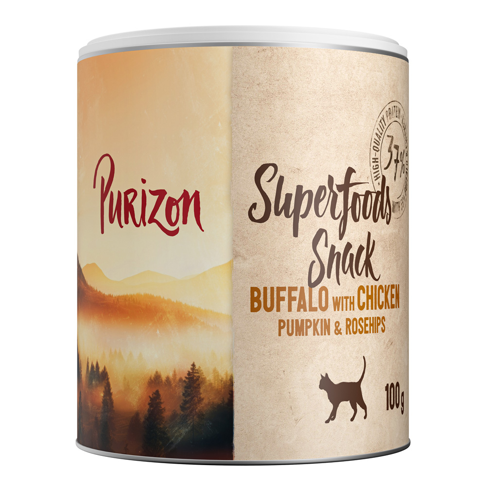 Purizon 100g  Superfood buffel met kip, pompoen & Rozenbottel kattensnack
