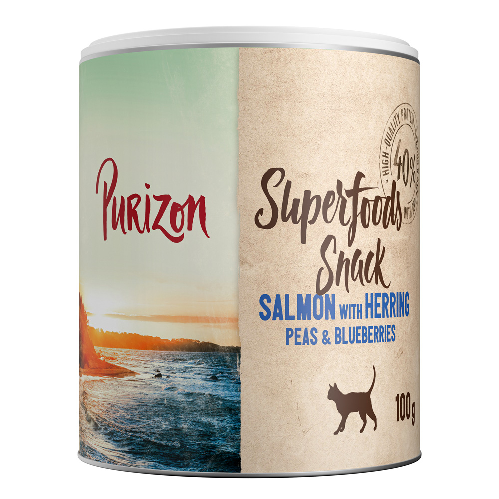 Purizon 100g  Superfood zalm met haring, erwten & bosbessen kattensnack