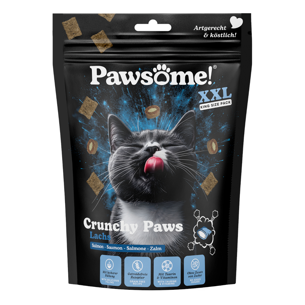 Pawsome 150g  Crunchy Paws zalm kattensnacks