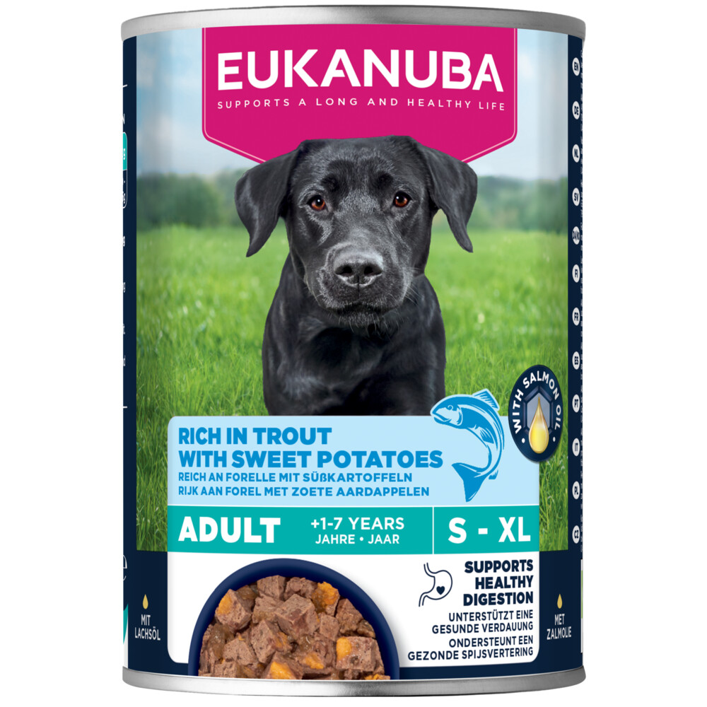 Eukanuba 6x  Life Care Dog Hondenvoer Nat Adult Trout&Sweet Potaties 400 gr