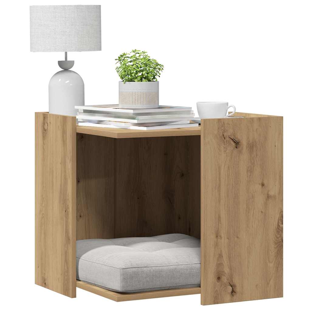 vidaXL Kattenbakkast 53x53x51 cm bewerkt hout artisanaal eikenkleurig