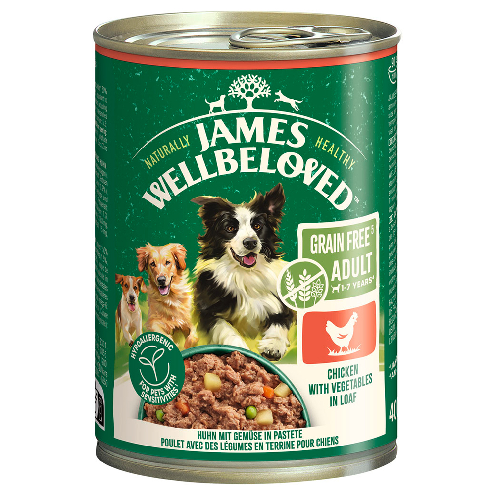 James Wellbeloved 6x400g  Adult Dog Grain Free Hypoallergenic Kip in Paté