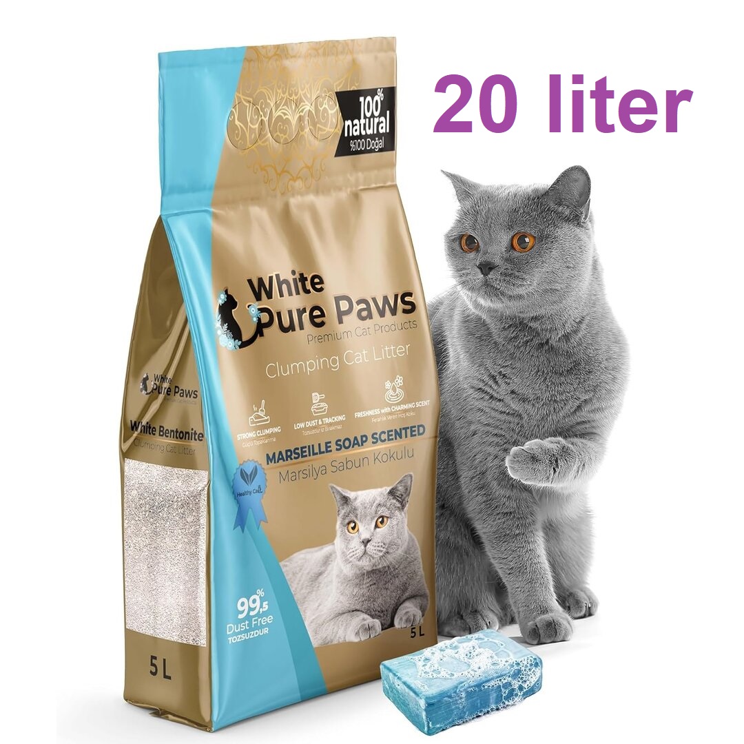 White Pure Paws kattenbakvulling bentoniet - Geparfumeerd - 20L