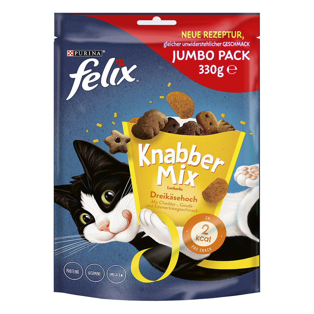 Felix 2 + 1 Gratis!  Kattensnacks of Soepen - Knabbel Mix 3 Kazen (3 x 330 g)