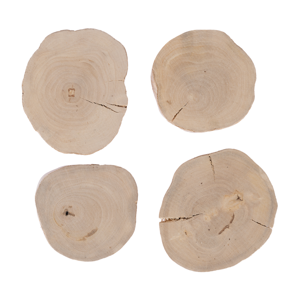 TIAKI set van 4 6-10cm koffie houten knabbelschijven  kleine dieren snack