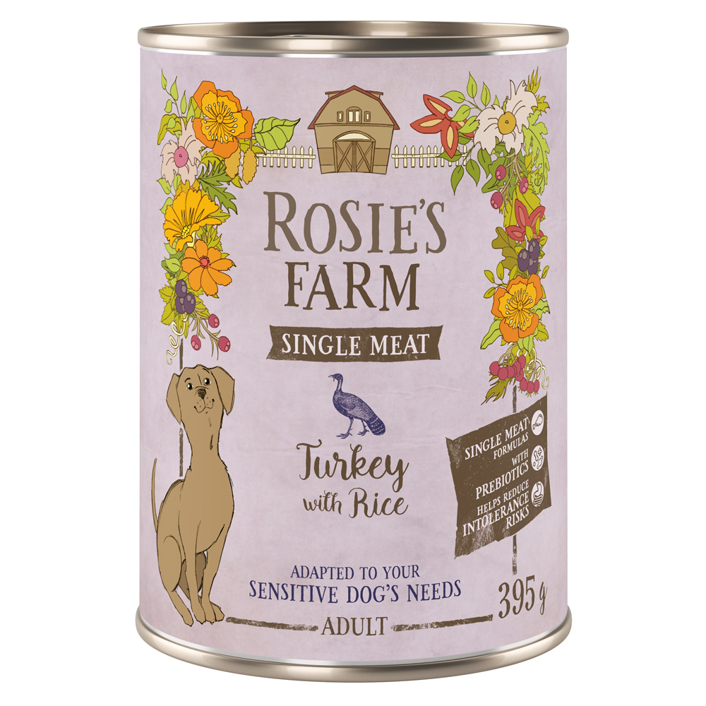 Rosie's Farm 6x 395g  Single Meat Adult Kalkoen & Rijst nat hondenvoer