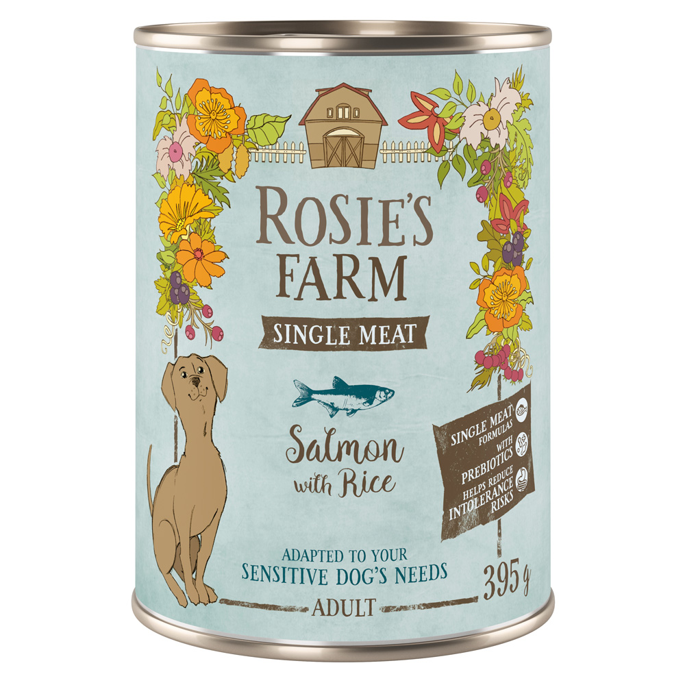 Rosie's Farm 6x 395g  Single Meat Adult Vis & Rijst nat hondenvoer