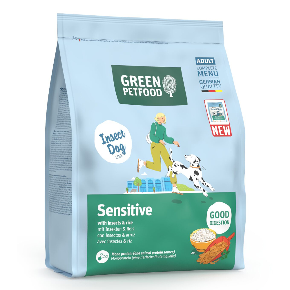 Green Petfood 900g  InsectDog Sensitive met insecten & Rijst droogvoer voor honden