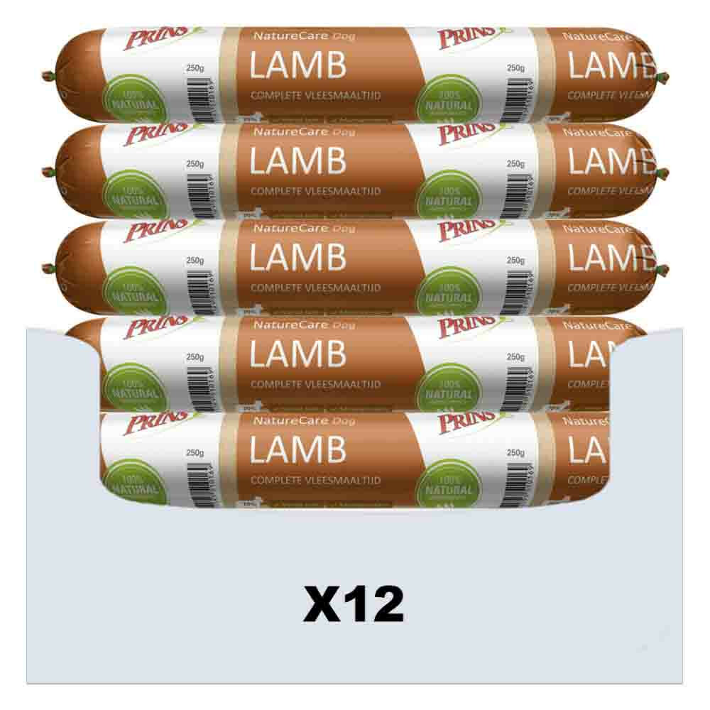 Prins 12x  NatureCare Hypoallergeen Hondenvoer Worst Lam&Rijst 250 gr