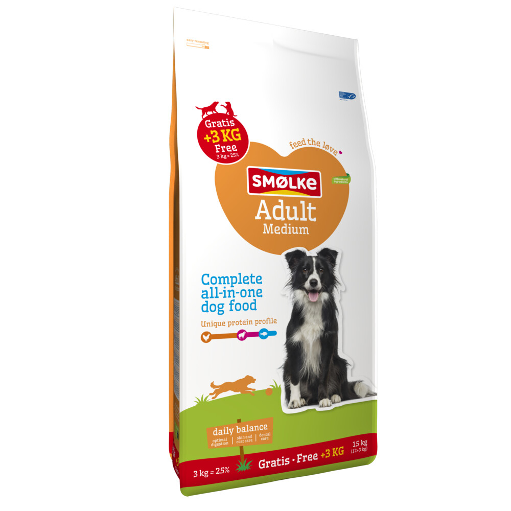 Smolke Hondenvoer Adult Medium 12 + 3 kg