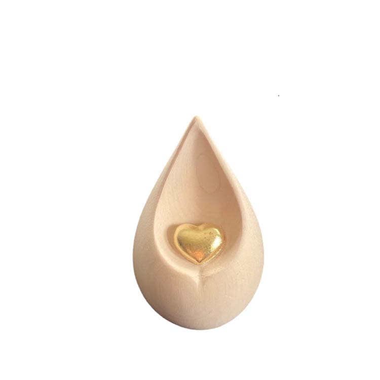Urnwebshop Traan Mini Dierenurn, Gouden Hartje, Esdoornhout (0.005 liter)