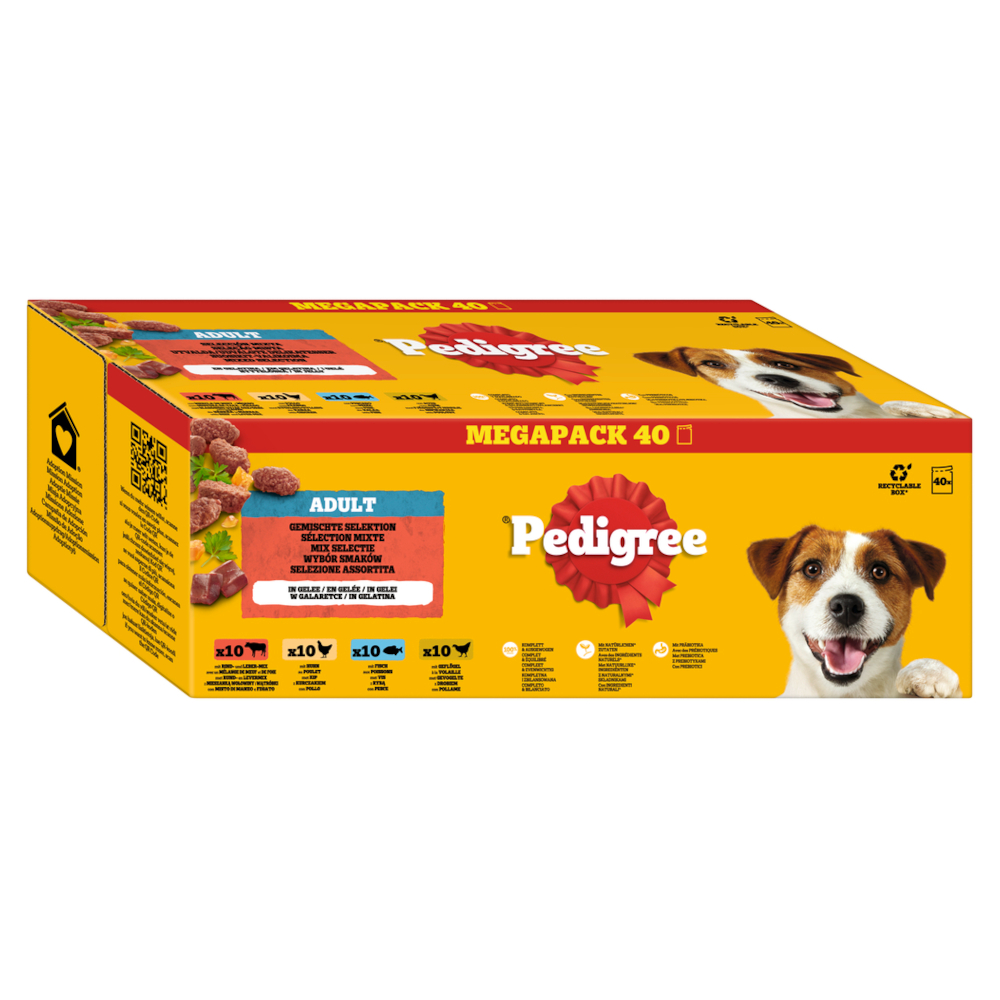 Pedigree Multipack portiezakjes gemengde selectie in saus 4 soorten 40x100g - Gemengde selectie in saus (4 varianten)