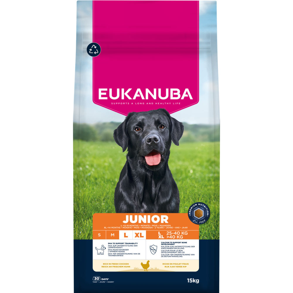 Eukanuba 15kg  Premium Nutrition  Premium Nutrition Junior Grote & Reuzen ras Kip Hondenvoer