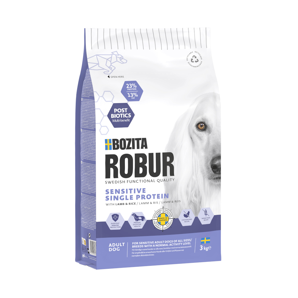 Bozita Robur Sensitive Single Protein Lam & Rijst Hondenvoer - 3 kg