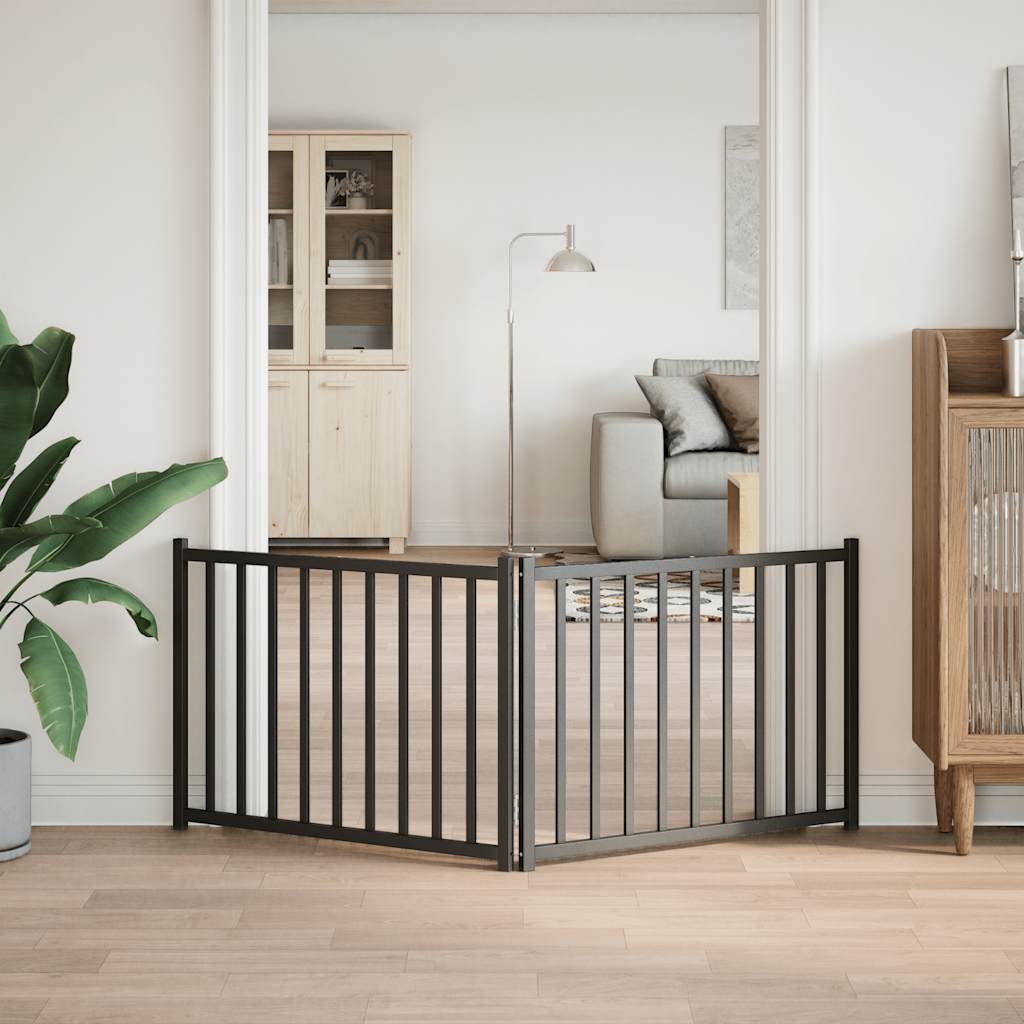 vidaXL Hondenhek inklapbaar 2 panelen 160 cm massief vurenhout zwart