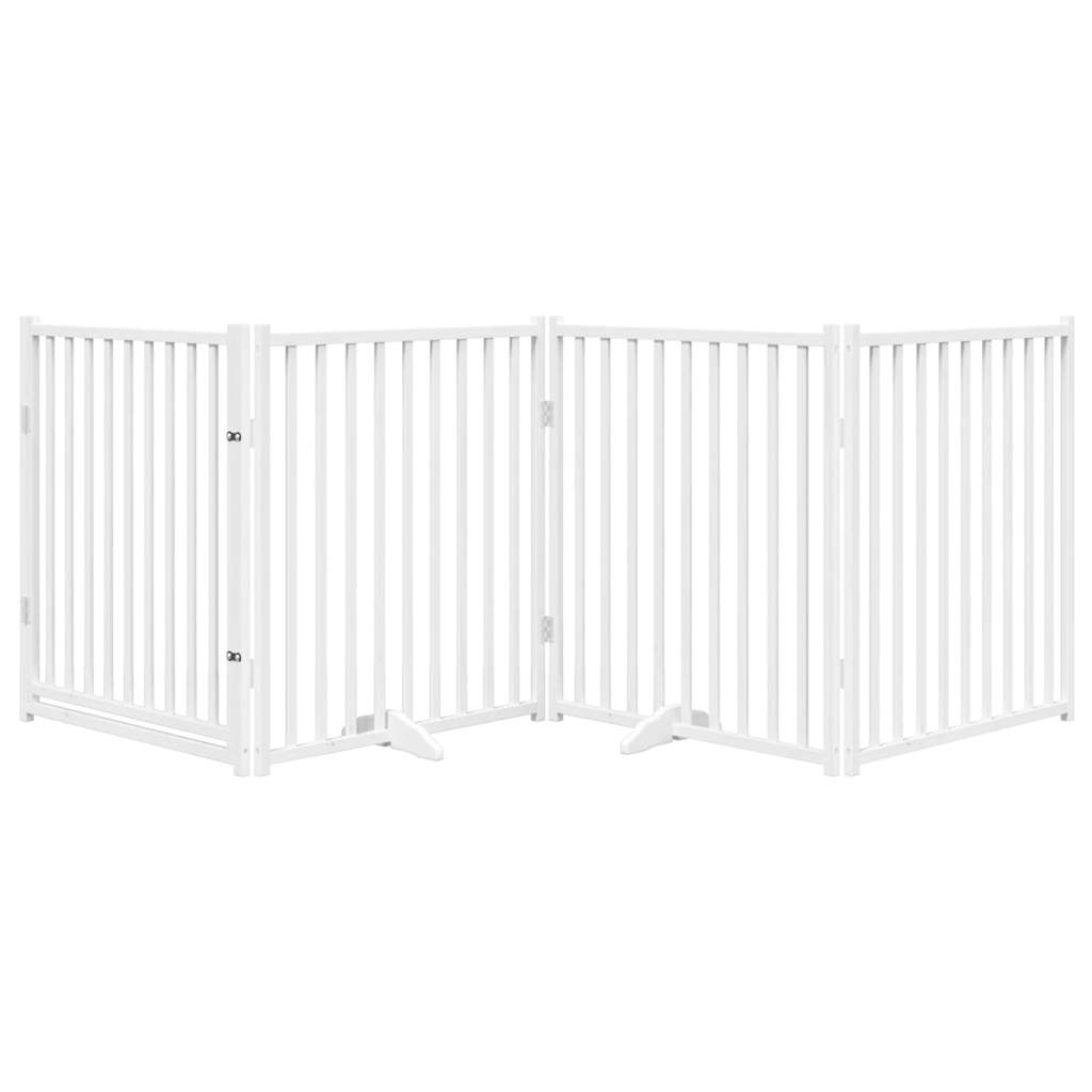 vidaXL Hondenhek inklapbaar 4 panelen 320 cm massief vurenhout wit