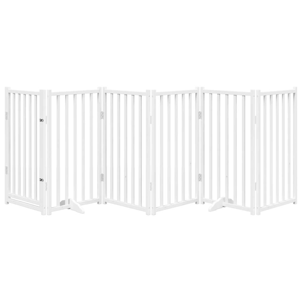 vidaXL Hondenhek inklapbaar 6 panelen 300 cm massief vurenhout wit