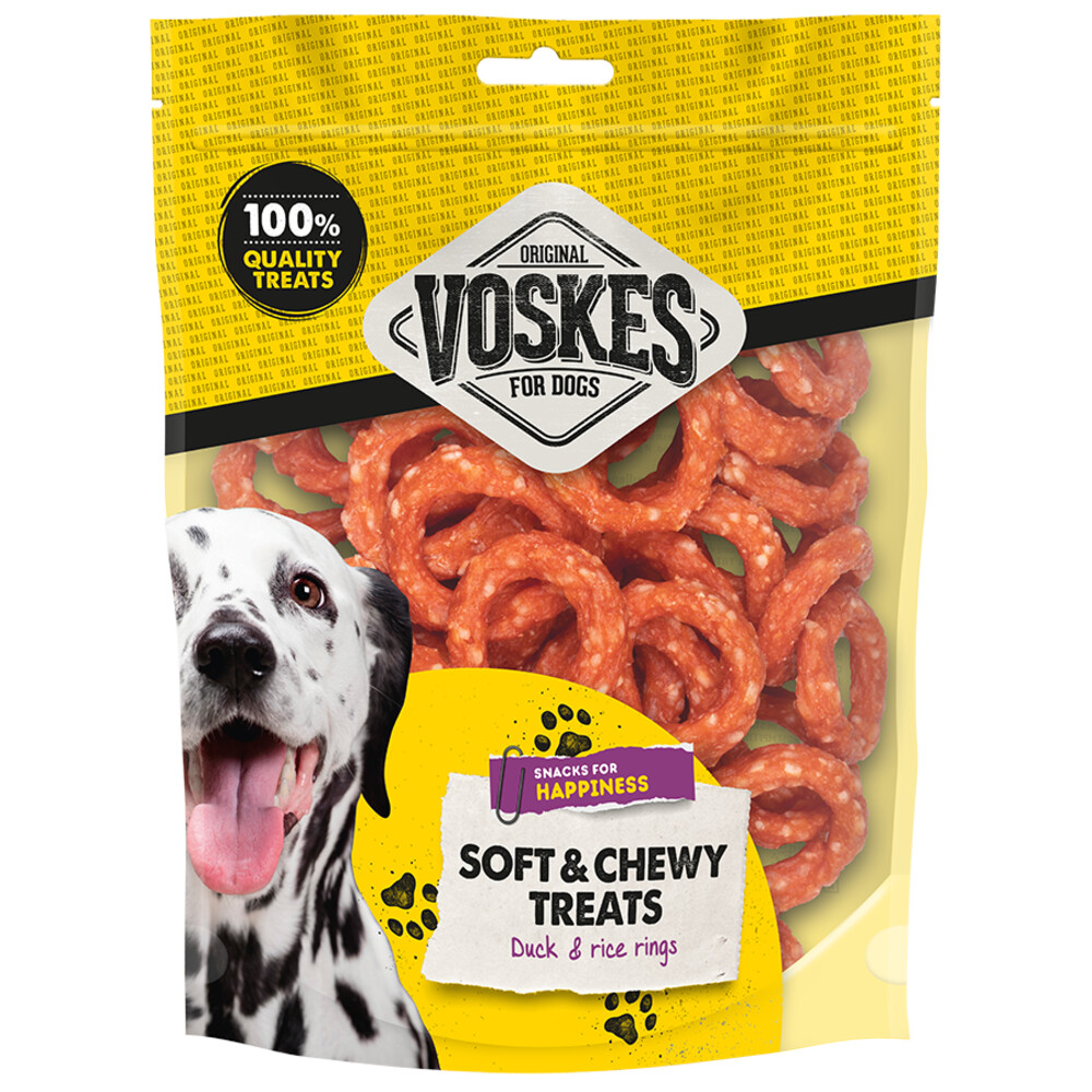 Voskes 15x  Hondensnack Ringen Eend&Rijst 400 gr