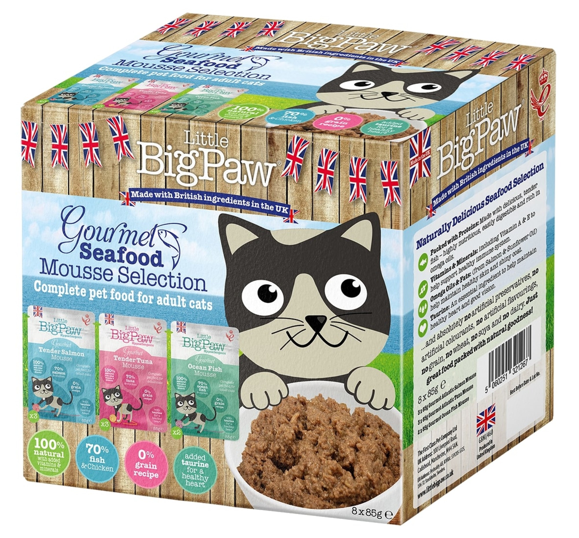 Little BigPaw Little Big Paw natvoeding voor de kat Gourmet Multipack Vis 8 x 85 gr.