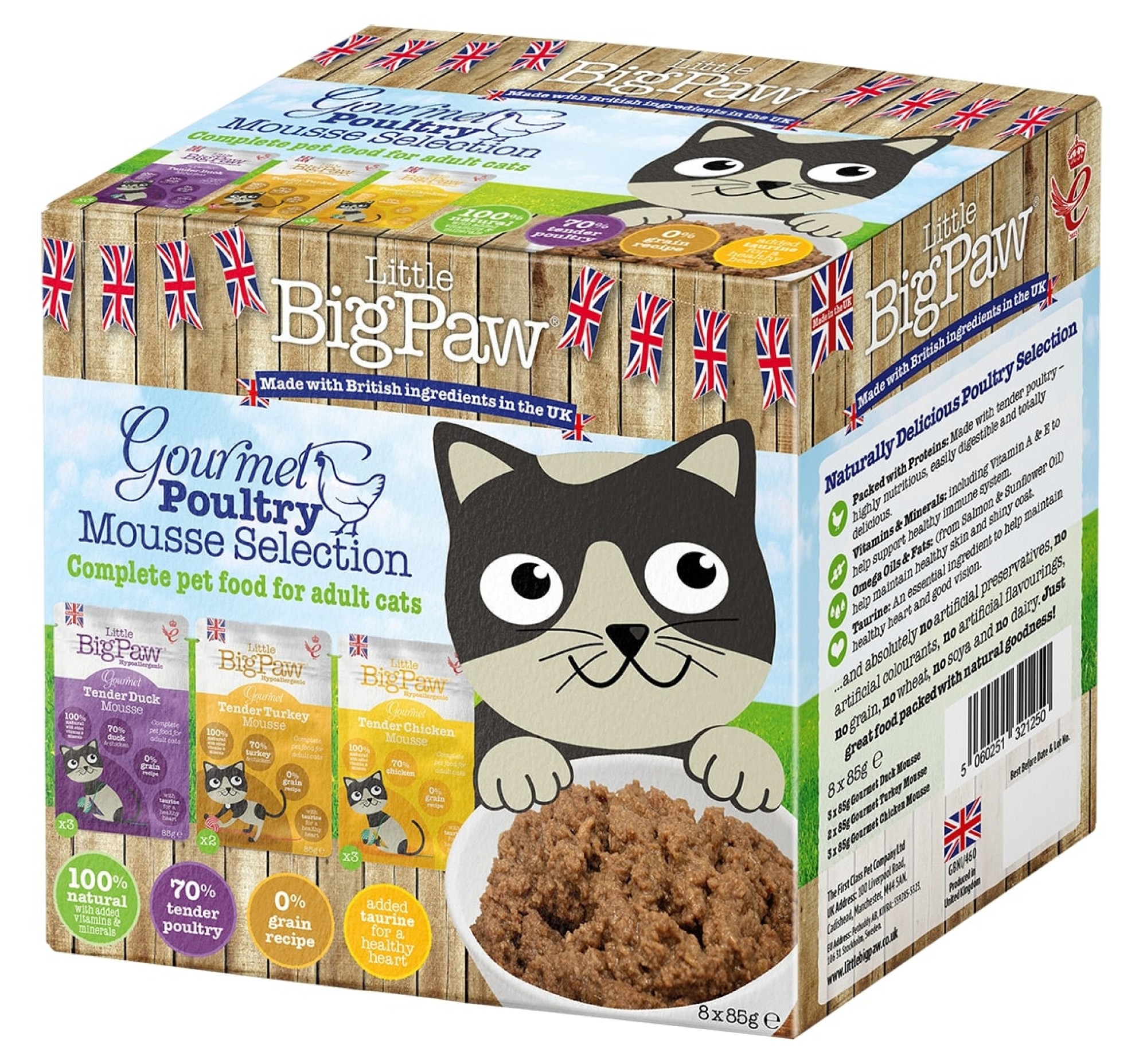 Little BigPaw Little Big Paw natvoeding voor de kat Gourmet Multipack Kip 8 x 85 gr.