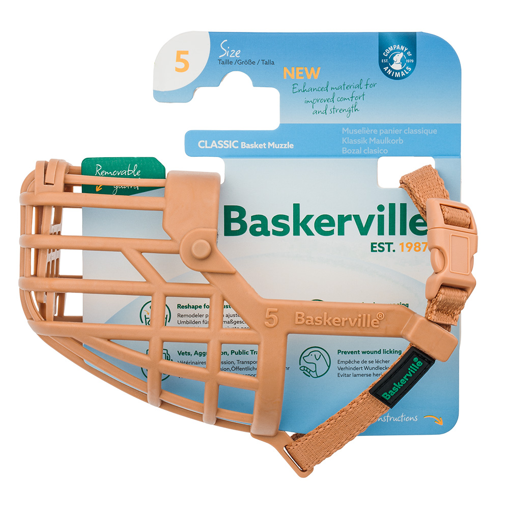 Baskerville Klassieke Muilkorf Beige Maat 5 Hond