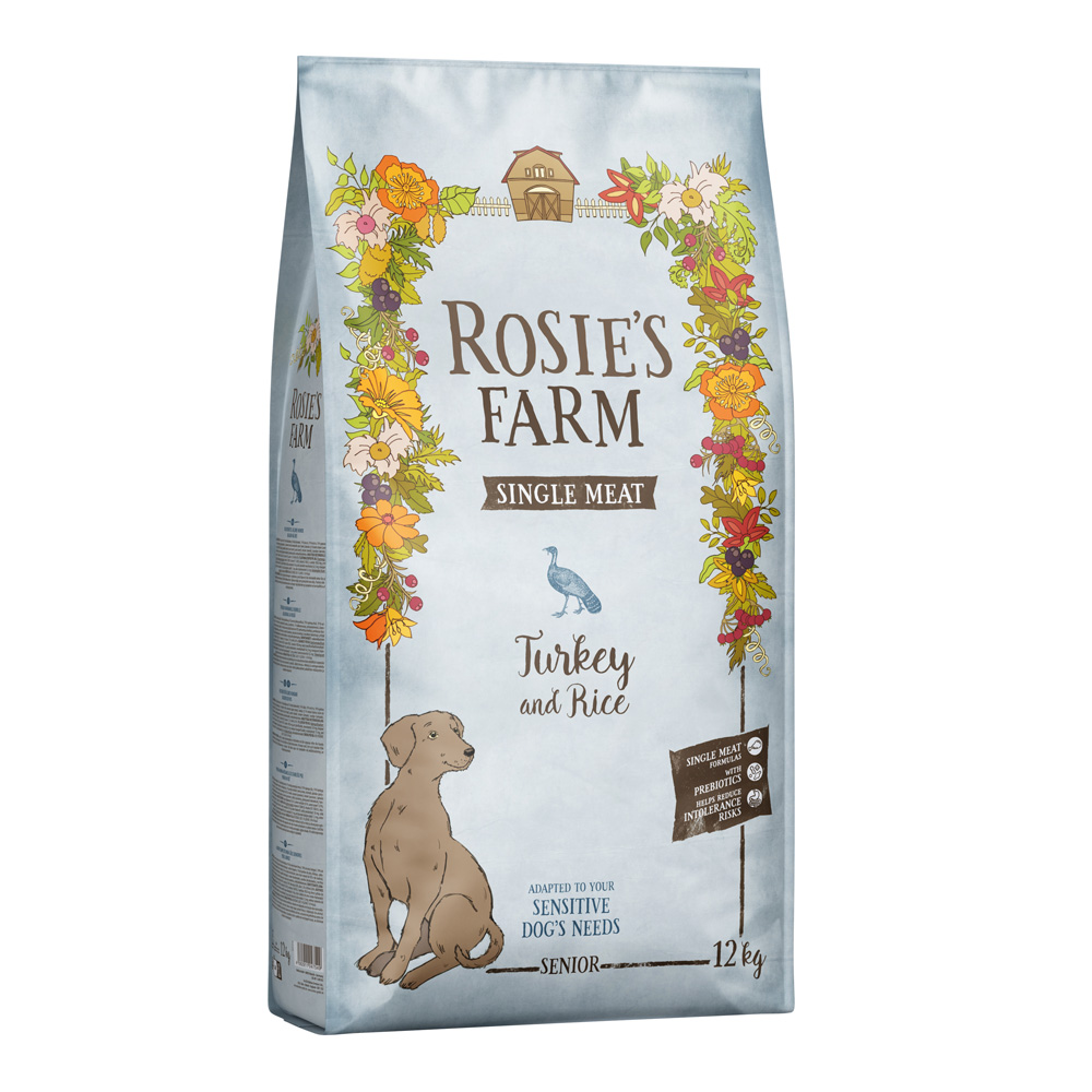 Rosie's Farm 12kg  Single Meat Senior Kalkoen met Rijst droogvoer voor honden