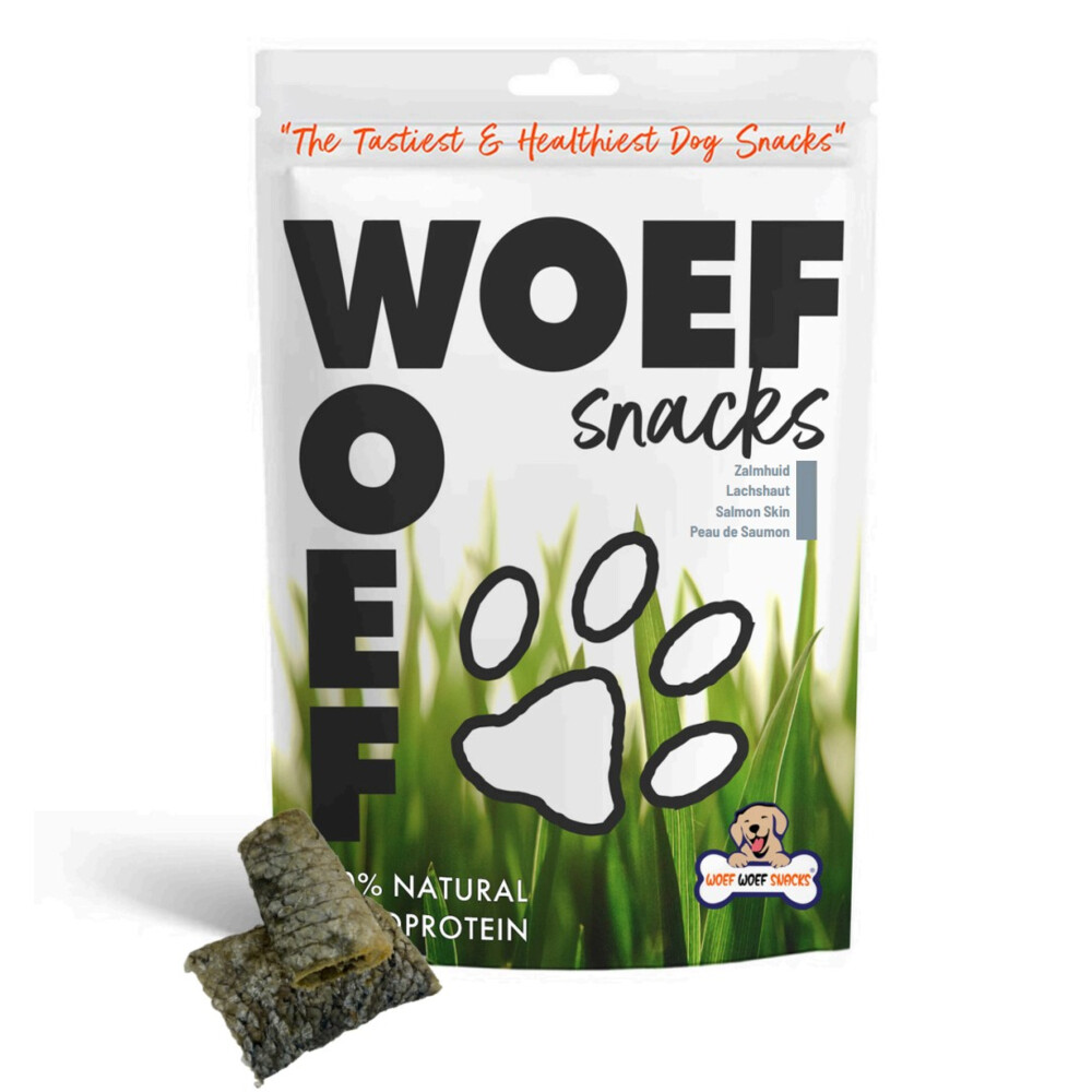 Woef Woef Hondensnack Zalmhuid M 75 gr